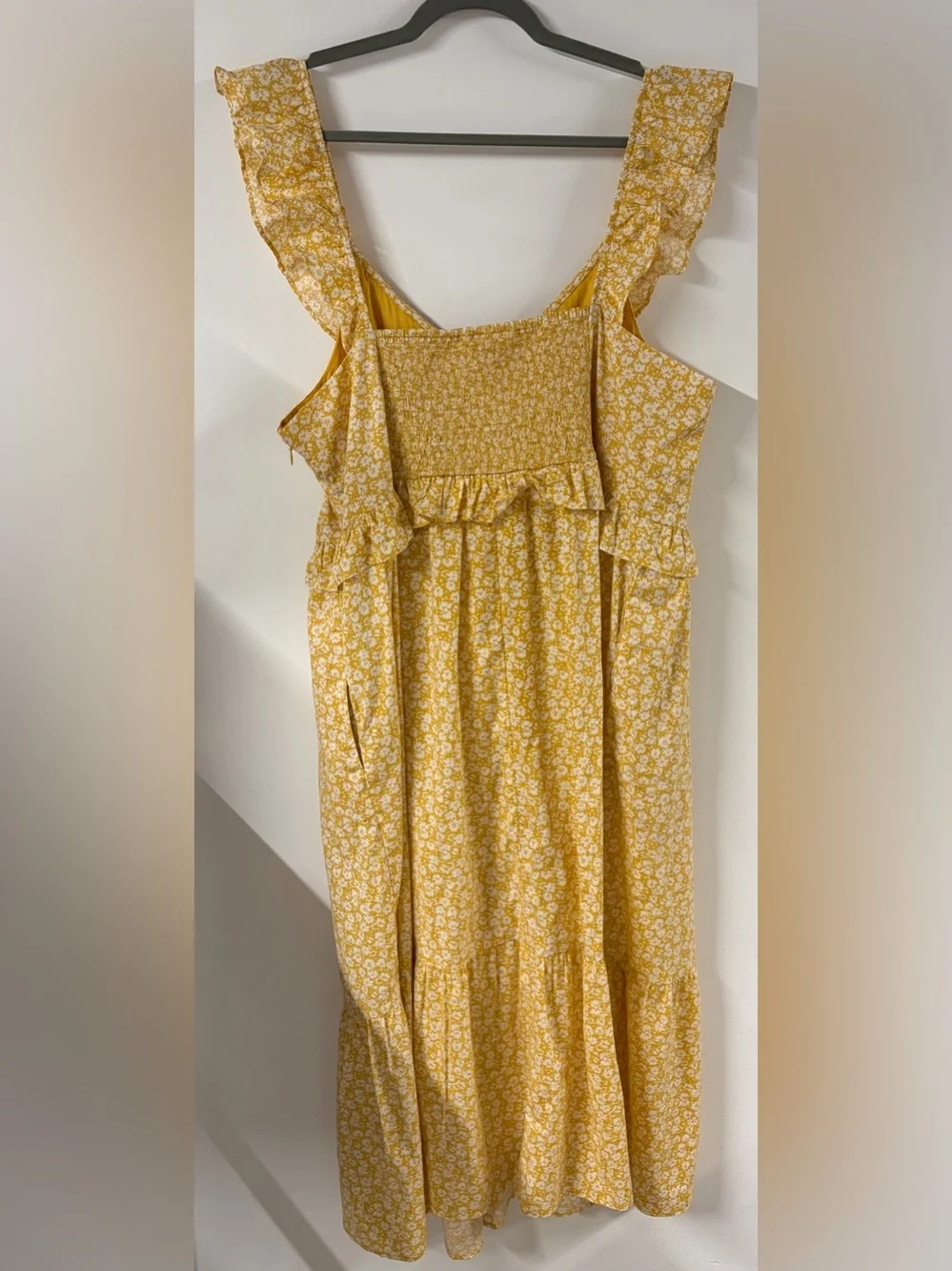 J. Crew Yellow Floral Ruffle Midi Dress Size 18